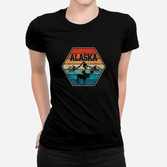 Alaska Usa Mountain Hiking Vintage Retro Gift Ladies Tee - Seseable