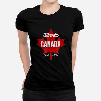 Alberta Canada Eh Maple Leaf Canadian Flag Gift Women T-shirt - Seseable