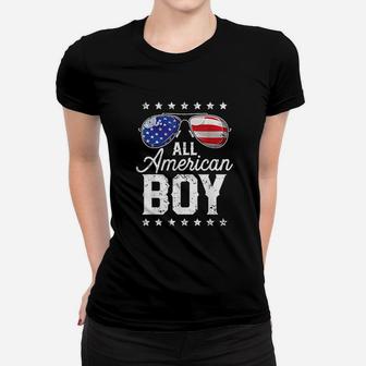 All American Boy 4th Of July Boys Kids Sunglasses Ladies Tee - Seseable