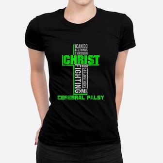 All Through Christ Cerebral Palsy Warrior Awareness Ladies Tee - Seseable