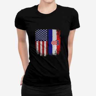 American Croatian Flag T-shirt Croatia Pride Hrvatska Tee Ladies Tee - Seseable