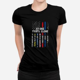 American Flag Thin Line Police Fire Military Nurse Responder Ladies Tee | Seseable CA