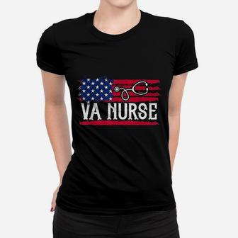 American Flag Va Nurse Patriotic Ladies Tee - Seseable