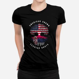 American Grown Serbian Roots Serbia Shirt Women T-shirt - Seseable
