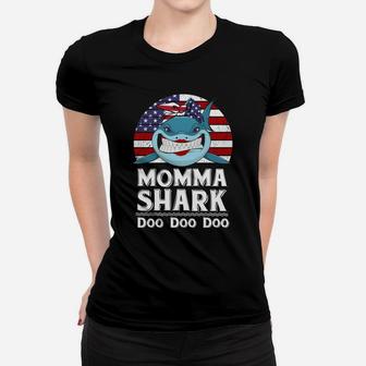 American Momma Shark Funny Mother Family Gift Ladies Tee - Seseable