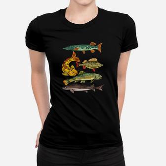 Angler Angeln Kinder Forelle Karpfen Hecht Stör Frauen T-Shirt - Seseable