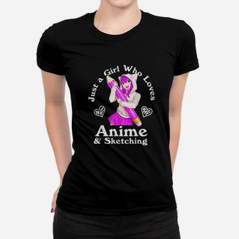 Anime And Sketching Just A Girl Who Loves Anime Ladies Tee - Seseable