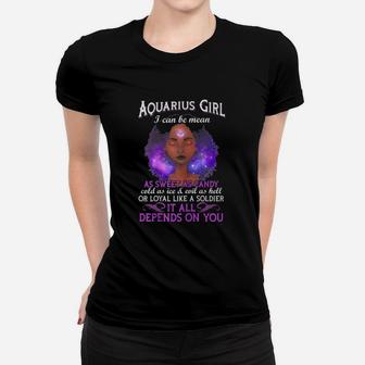 Aquarius Queen I Can Be Mean As Sweet As Candy Ladies Tee - Seseable