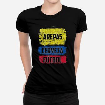 Arepas Cerveza Futbol Colombian Flag Distress Colombia Flag Women T-shirt - Seseable