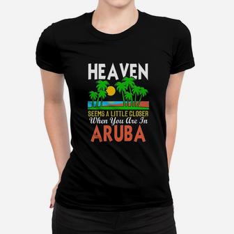 Aruba Souvenir Gift Tropical Tree Palm Beach Aruba Ladies Tee - Seseable