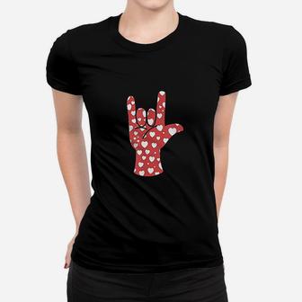 Asl Sign Language Heart I Love You Valentines Day Gift Ladies Tee - Seseable