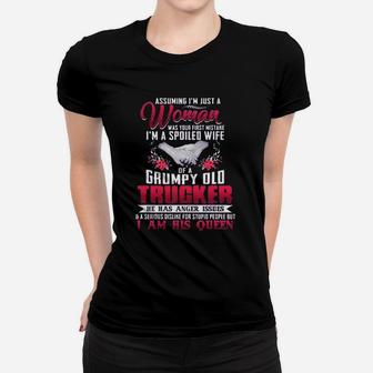 Assuming I Am Just A Woman Of A Grumpy Old Trucker Ladies Tee - Seseable