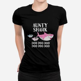 Aunty Shark Doo Doo Mothers Day Gift For Aunt Auntie Ladies Tee - Seseable
