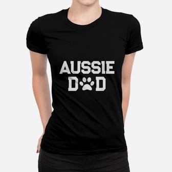 Aussie Dad Paw Print Australian Shepherd Dog Owner Gift Ladies Tee - Seseable