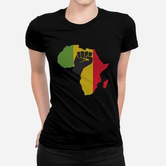 Awesome Africa Black Power With Africa Map Fist Ladies Tee - Seseable
