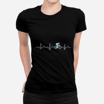 Awesome Cyclist Heartbeat Mountain Biking Cycling Gift Women T-shirt - Seseable