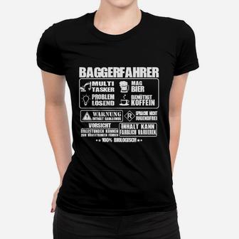 Baggerfahrer Frauen Tshirt mit lustigen Sprüchen, Schwarz - Seseable