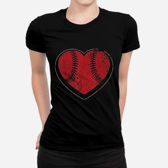 Baseball Heart Vintage Valentines Day Ladies Tee - Seseable