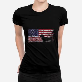Basset Hound American Flag I Love My Basset Hound Ladies Tee - Seseable