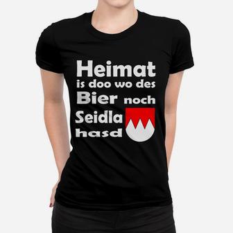 Bayerisches Motto Frauen Tshirt Heimat is doo wo des Bier Seidla is mit Wappen, Trachten-Look - Seseable