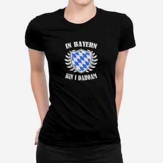 Bayern Wappen Schwarzes Frauen Tshirt: In Bayern bin i dahoam Motiv - Seseable
