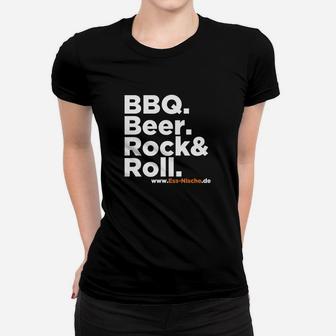 BBQ Beer Rock & Roll Herren Frauen Tshirt, Lustiges Grillparty Tee - Seseable
