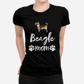 Beagle Mom With Paws Prints Ladies Tee - Seseable