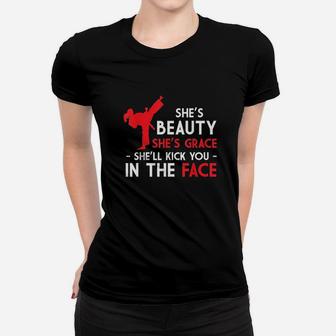 Beauty And Grace Girls Martial Arts Tkd Karate Test Mom Dad Ladies Tee - Seseable