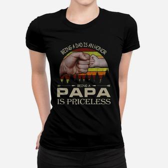Being A Dad Is An Honor Being A Papa Is Priceless Vintage Sunset Shirt Ladies Tee - Seseable
