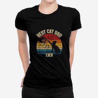 Best Cat Dad Ever Funny Cat Daddy Father Vintage Ladies Tee - Seseable