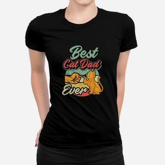 Best Cat Dad Ever Retro Vintage Best Cat Father Gift Ladies Tee - Seseable