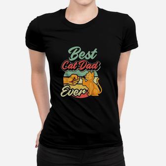 Best Cat Dad Ever Retro Vintage Best Cat Father Gift Ladies Tee - Seseable