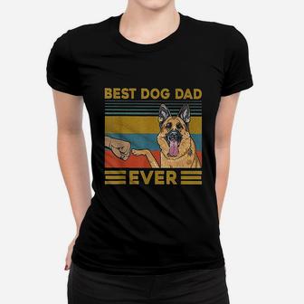 Best Dog Dad Ever German Shepherd Retro Vintage Ladies Tee - Seseable