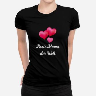 Beste Mama der Welt Schwarzes Frauen Tshirt mit Herzmotiv für Muttertag - Seseable