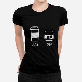 Big And Tall Am To Pm Coffee Whisky Rum Tequila Vodka Ladies Tee - Seseable