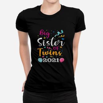 Big Sister Of Twins 2021 Preg Announcement Sibling Ladies Tee - Seseable
