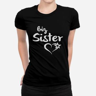 Big Sister Schwarzes Frauen Tshirt mit Herzstern-Motiv, Geschwister Liebe - Seseable