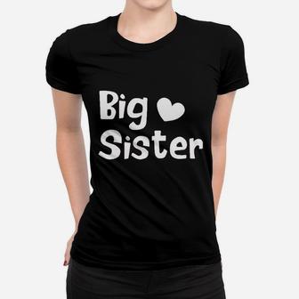 Big Sister Toddler Girl Promoted Outfit Baby Girls Announcement Heart Ladies Tee - Seseable