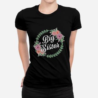 Big Sister With Flower Circle Youth Ladies Tee - Seseable
