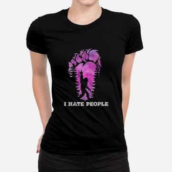 Bigfoot Middle Finger I Hate People Abduction Sasquatch Ladies Tee - Seseable