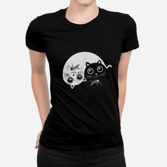 Black Cat And White Cat Ladies Tee - Seseable