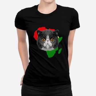 Black History Month African Map Exotic Shorthair Gift For Pet Lovers Proud Black Ladies Tee - Seseable