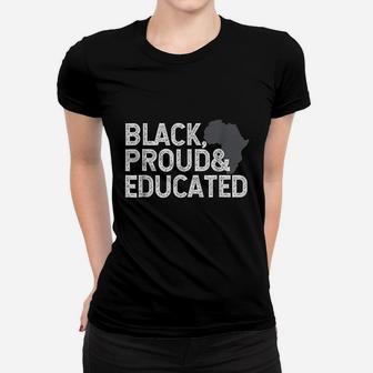 Black History Month Black Proud Educated Gift Ladies Tee - Seseable