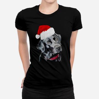 Black Labrador At Christmas Ladies Tee - Seseable