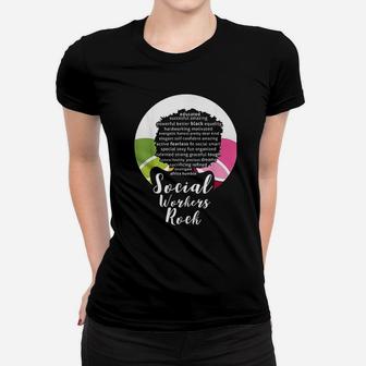 Black Queen Social Workers Rock Magic Diva Gift Design Women T-shirt - Seseable