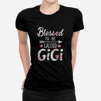 Blessed To Be Called Gigi Floral Grandma Funny Ladies Tee - Seseable
