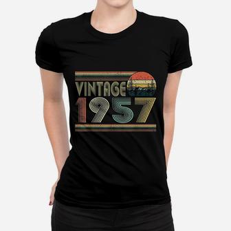 Born In 1957 Retro Vintage 65th Birthday Gifts 65 Years Old Ladies Tee - Seseable