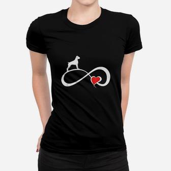 Boxer Uncropped Ears Dog Mom Eternity Heart Valentines Ladies Tee - Seseable