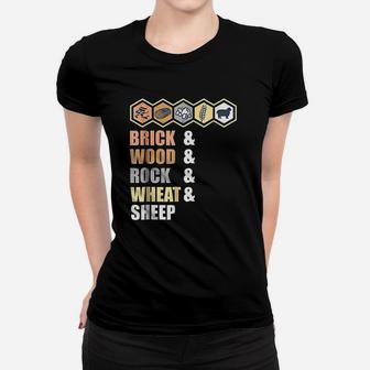 Brick Wood Rock Wheat Sheep Board Game Geek Ladies Tee - Seseable