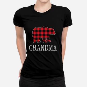 Buffalo Check Grandma Bear Matching Family Outfit Ladies Tee - Seseable